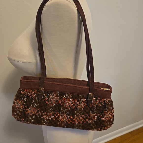 Vera Bradley Annie Tweed Handbag Purse Vintage Look Pink Purple - Picture 3 of 7